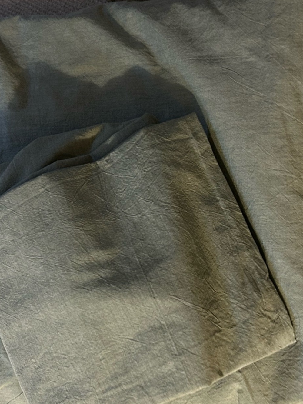 Soft Stonewash Duvet Cover and King Pillow Cases in Heathered Green.